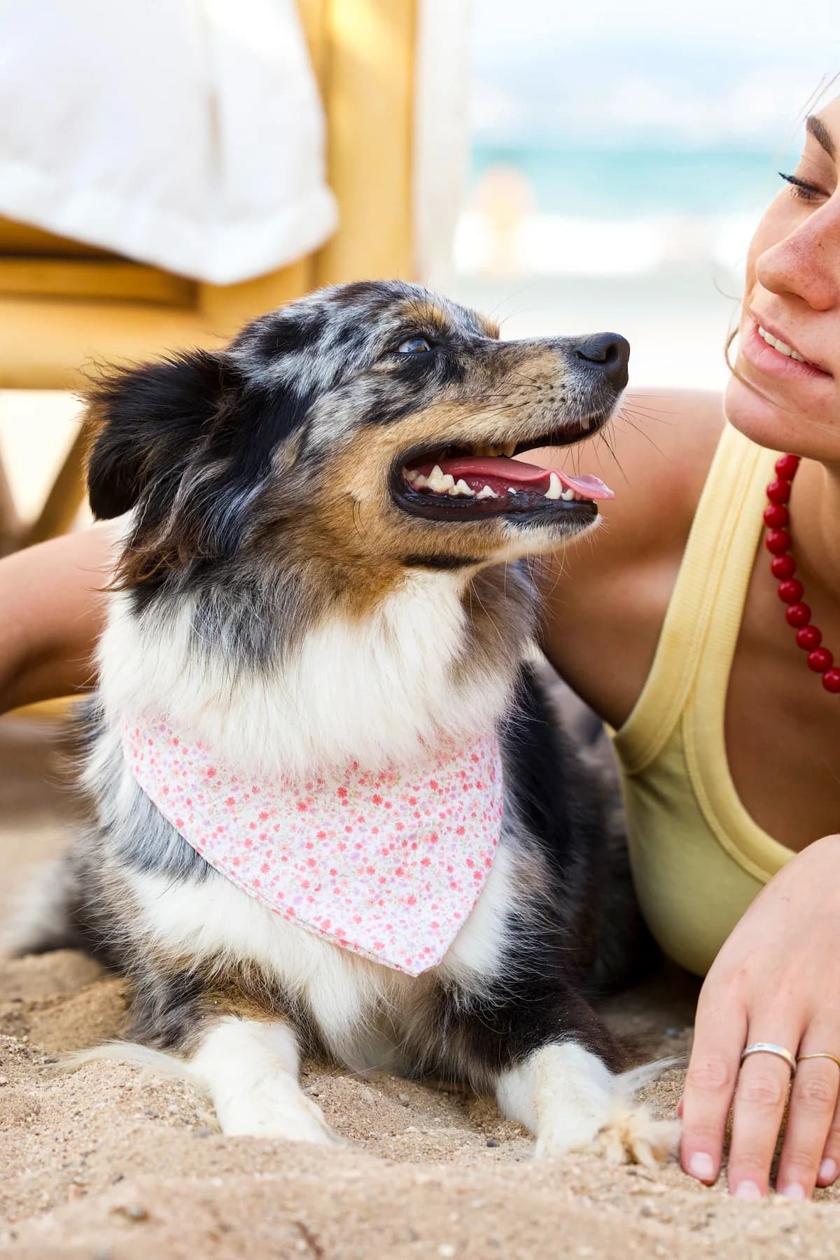 Bouquet rose, Bandana pour chien Atelier Louise